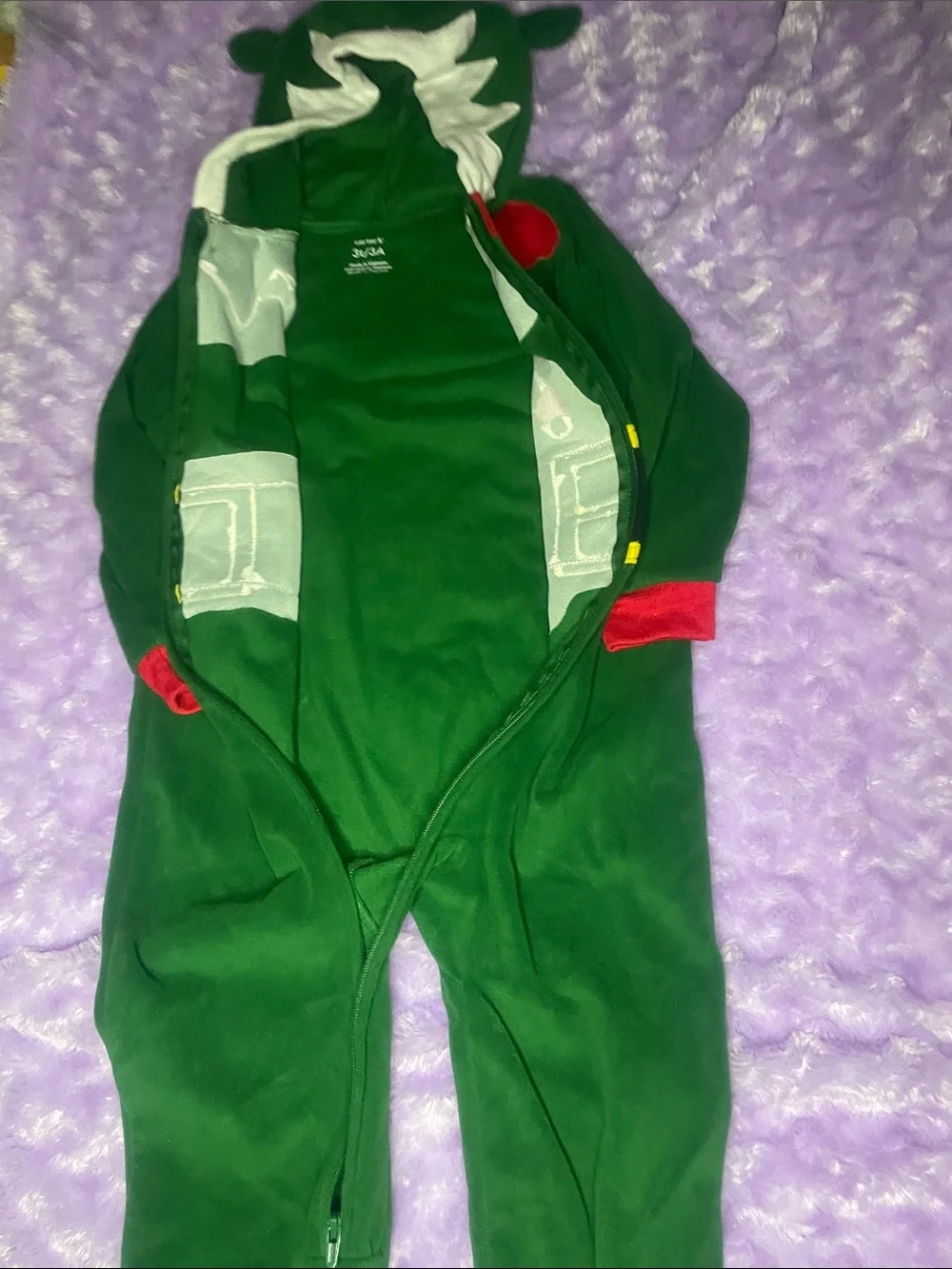 Carter's Green Elf Fleece One-Piece Pajamas with Candy Cane Accent